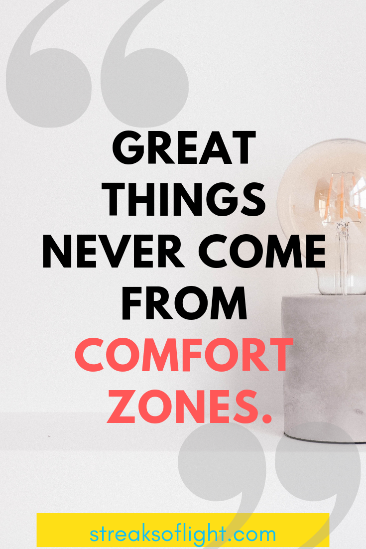 Great things never come from comfort zones... Quotes on self improvement. - Streaks of light